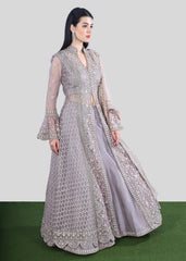 Dusky Violet Bridal Anarkali Lehenga Set