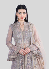 Dusky Violet Bridal Anarkali Lehenga Set