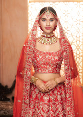 Deep Red Honeycomb Lehenga Set