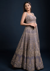Lavender Abstract Lehenga Set