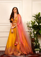 Mustard Yellow Mirrorwork Lehenga Set