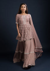 Mauve Peplum Sharara Set