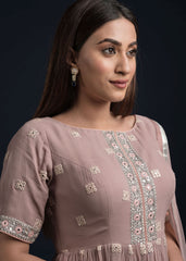 Mauve Peplum Sharara Set