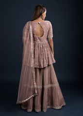 Mauve Peplum Sharara Set