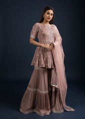 Mauve Peplum Sharara Set