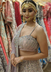 Lilac Archaic Embroidered Lehenga Set