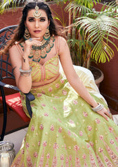 Mansi Srivastava - Lime Green Mirrorwork Lehenga Set