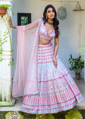 Lavender Multicolored Mirrorwork Lehenga Set