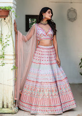 Lavender Multicolored Mirrorwork Lehenga Set