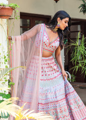 Lavender Multicolored Mirrorwork Lehenga Set