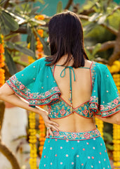Teal Green Flared Lehenga Set