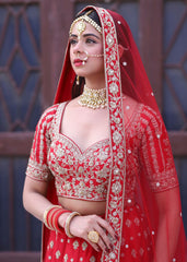 Ritika Badiani - Red And Gold Mughal Lehenga Set