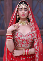 Ritika Badiani - Red And Gold Mughal Lehenga Set