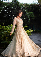 Ivory And Gold Anarkali Lehenga Set