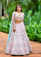 Creole Pink Aqua Lehenga Set