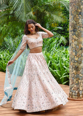 Creole Pink Aqua Lehenga Set