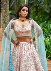 Creole Pink Aqua Lehenga Set