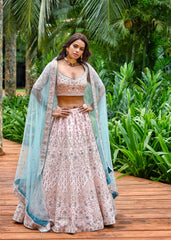 Creole Pink Aqua Lehenga Set