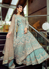 Sky Blue Persian Anarkali Lehenga