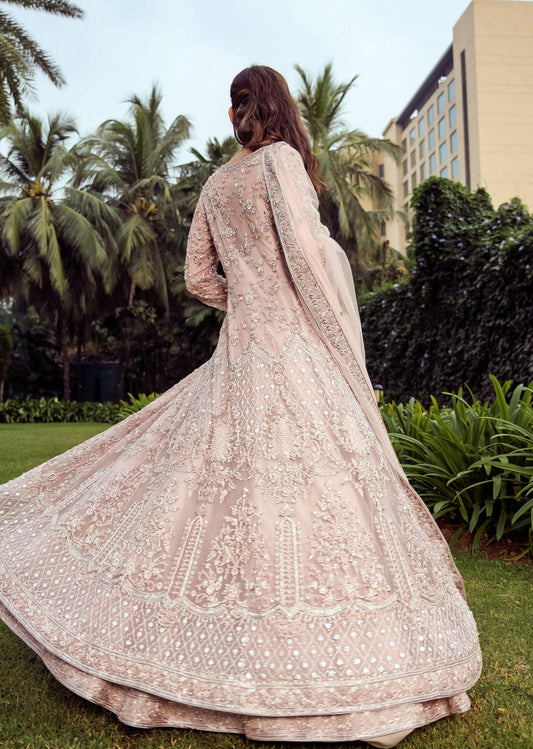 Blush Rose Lattice Jacket Anarkali Set