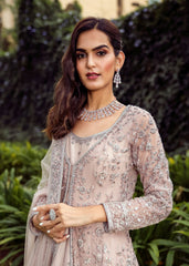Blush Rose Lattice Jacket Anarkali Set