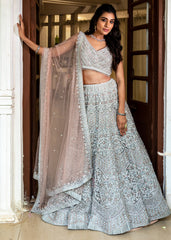 Stone Grey Silver Lehenga Set