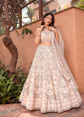Pastel Peach Champagne Lehenga Set