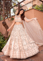Pastel Peach Champagne Lehenga Set