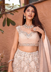 Pastel Peach Champagne Lehenga Set