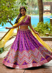 Purple Mirrorwork Lehenga Set