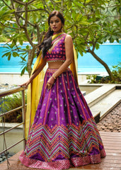 Purple Mirrorwork Lehenga Set