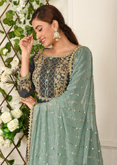 Navy Blue Mukaish Lehenga Set