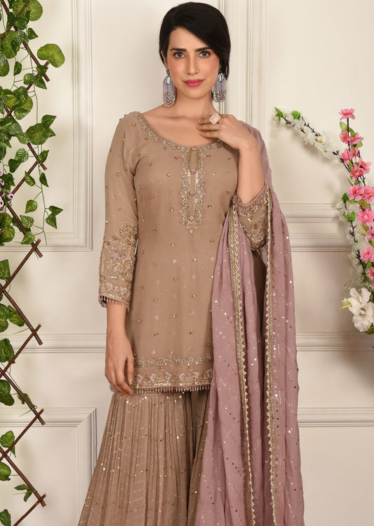 Ecru Mukaish Sharara Set