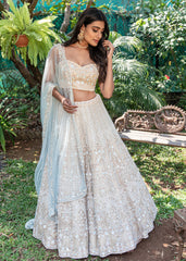 Beige And Mint Arabesque Lehenga Set