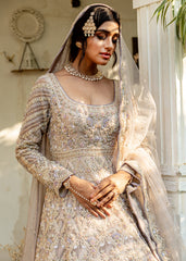 Ash Lavender Embroidered Bridal Anarkali Set