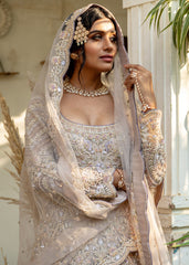 Ash Lavender Embroidered Bridal Anarkali Set