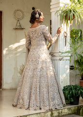 Ash Lavender Embroidered Bridal Anarkali Set