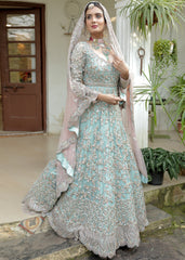 Sky Blue Champagne Bridal Anarkali Set