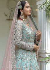 Sky Blue Champagne Bridal Anarkali Set