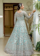 Sky Blue Champagne Bridal Anarkali Set
