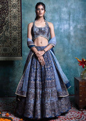 Blue Brocade Lehenga