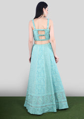 Aqua Chikankari Lehenga Set