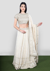 Ivory Gold Chikankari Lehenga Set