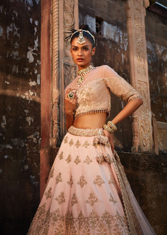Pink Raw Silk Lehenga
