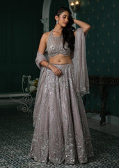 Gray Ghagra Set
