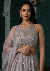 Gray Ghagra Set