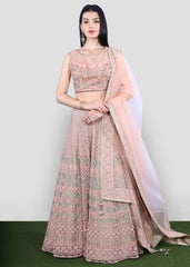 Peach Pastel Embroidered Lehenga Set
