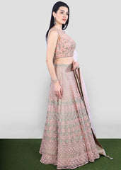 Peach Pastel Embroidered Lehenga Set