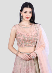 Peach Pastel Embroidered Lehenga Set