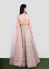 Peach Pastel Embroidered Lehenga Set